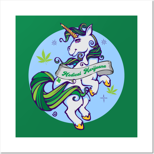 Medical Marijuana Unicorn Wall Art by kushcoast